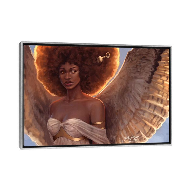 « Halo » par Hillary D Wilson-impression, H 26 po x l 40 po x 1,5 po, Toile avec cadre argenté, Pas de tapis