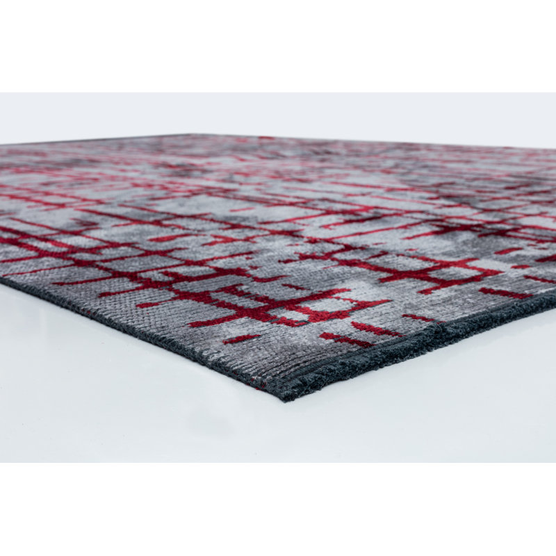 Rapture Red/Gray Abstract Luxury Area Rug, Rectangle 7'10" x 11'2"