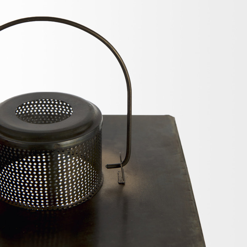 Glass Tabletop Lantern, 14.6" H x 8.3" W x 8.3" D