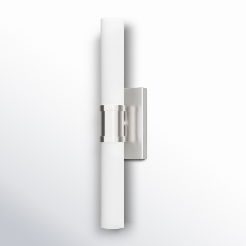 Evelien 2 Light Frosted Dimmable Vanity Light, Brushed Nickel
