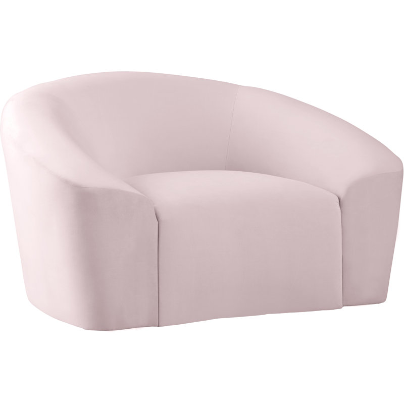 Fauteuil demi-tonneau en velours Alaw, Velours rose