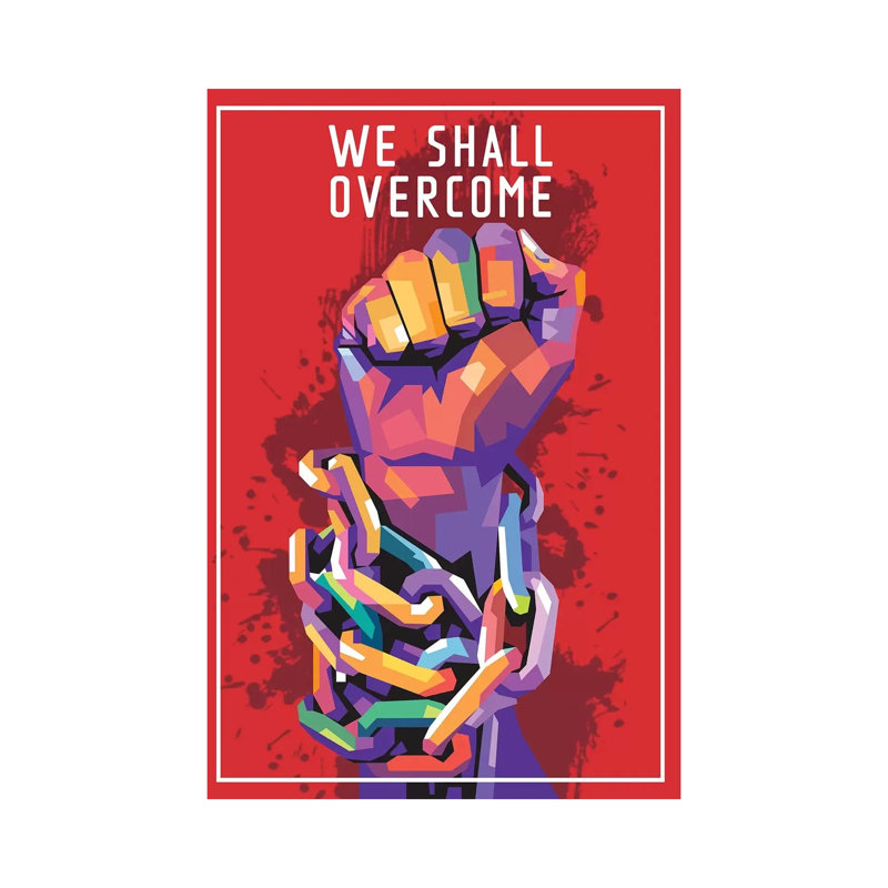 « We shall vaincre » par Dayat Banggai-impression d’art graphique, Toile tendue, H 26 po x l 18 po x 1,5 po, Pas de tapis