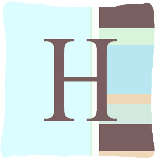 Lettre monogramme initiale bandes bleues intérieur/extérieur Throw Pillow, H