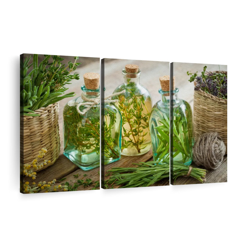 "Huile de thym infusé et romarin" sur toile, H 36 po x l 57 po x P 1,25 po