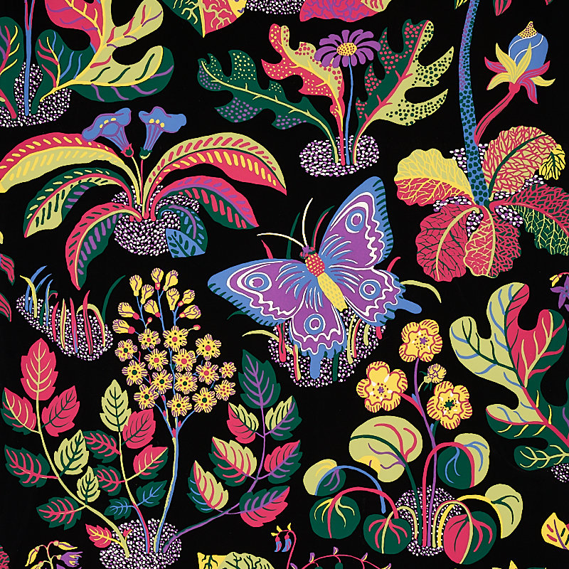 Exotic Butterfly Wallpaper, Black