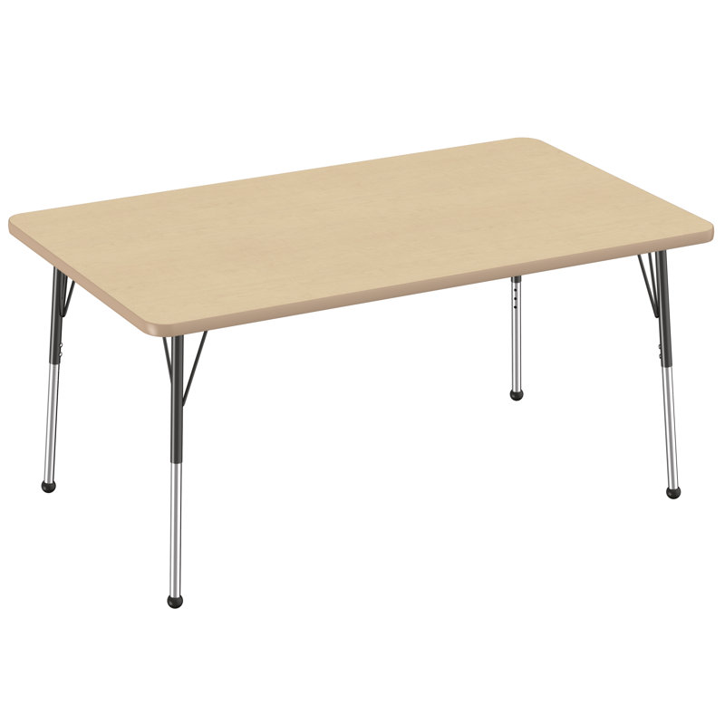 Table d'activité rectangulaire à hauteur réglable en forme de T, 36 po x 60 po, Érable / érable / noir