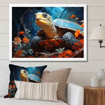 «Turtles Journey», collage floral sur toile