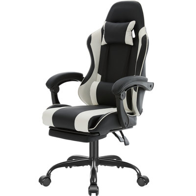 Ergonomic Racing Gaming Chair with Retractable Footrest, Linkage Armrest, 135° Recline, Height Adjustable, 360° Swivel, 400LBS Max Load for Office & Gaming