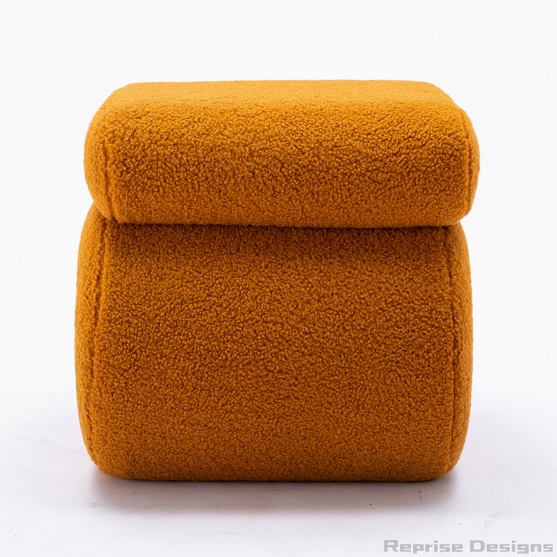 S-shape Ottoman Makeup Stool Footstool, Dark Orange