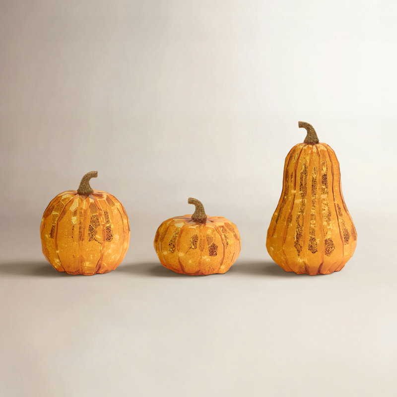 Décoration DEL citrouille en verre mercurisé