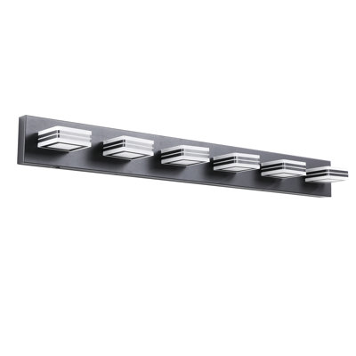 Meuble-lavabo moderne à 5 lumières à DEL à intensité variable - fixation murale, fer et acrylique, lampe à économie d'énergie pour intensité variable, look élégant, efficace