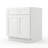 Modern Shaker Solid Wood & Plywood 2-Door False-Drawer Sink Base Cabinet in White-137107800
