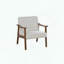 Chaise d'appoint en laine, structure en bois et accoudoirs inclinés