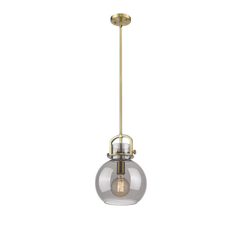 Luminaire suspendu à 1 tige Sligo, Laiton brossé, Plaqué couleur fumée, H 13,38 po x l 10 po x P 10 po