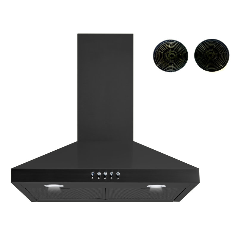 30" 400 CFM Convertible Wall Mount Range Hood With Filter Included, Black