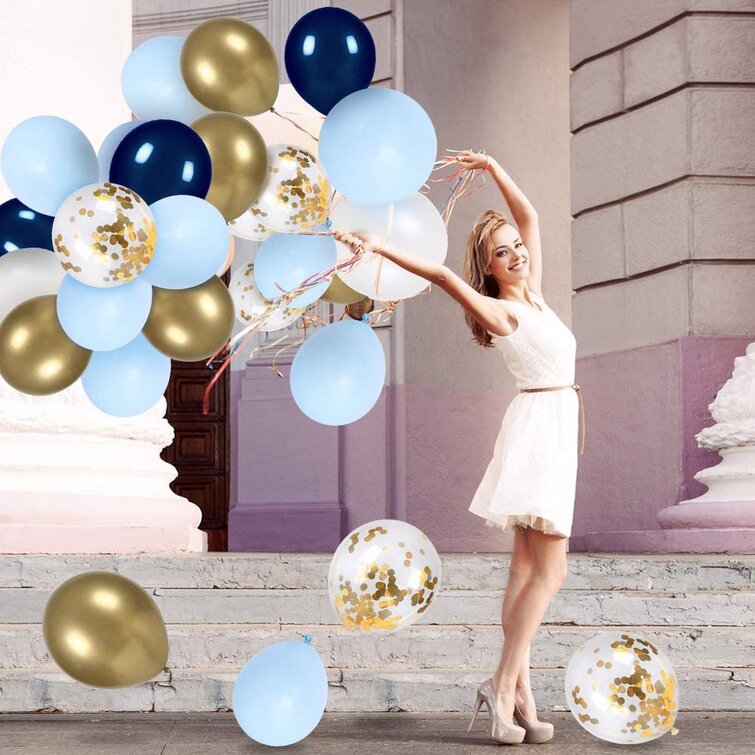 Birthday Blue And Gold Dots Balloon Bouquet