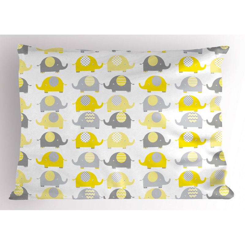 Gray/Yellow Polyester Microfiber Piece Sham, King