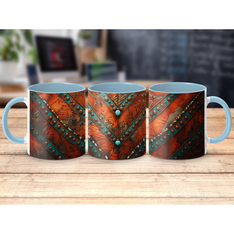 Chevron 11oz Accent Coffee Mug, Light Blue