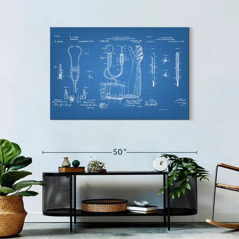 «Médical équipements médicaux», brevet bleu sur toile, H 30 po x l 45 po x P 1,25 po