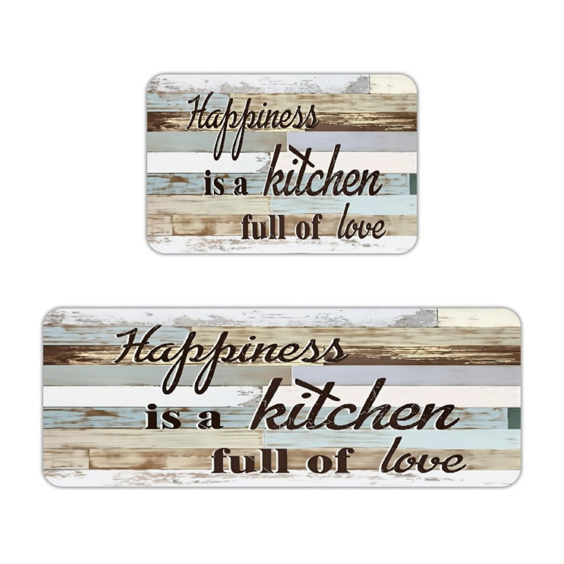 Ensemble de 2 tapis de cuisine en bois pour citation de cuisine