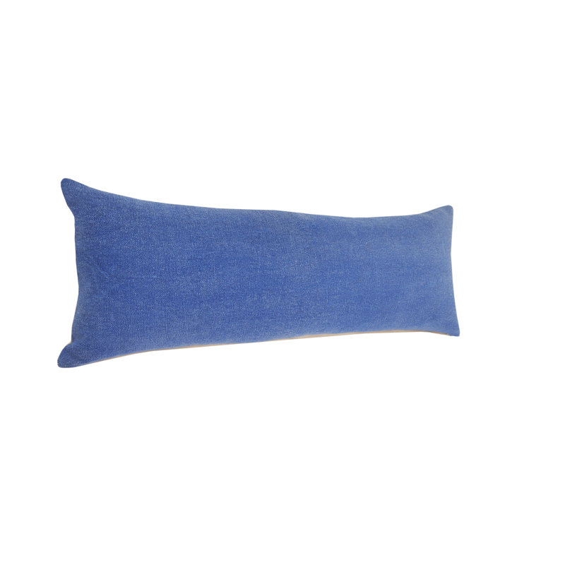 Housse de coussin décoratif contemporaine de couleur unie 100% coton Stonewashed, Bleu classique, Carré H 20 po x l 20 po