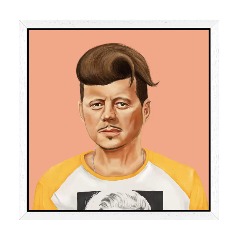 John Kennedy by Amit Shimoni - Floater Frame Print on Canvas, White Framed, 45.72 cm H x 45.72 cm W