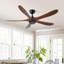 62 Inch Wood Ceiling Fan No Light With Remote Control, Low Profile Ceiling Fan Without Light,Noiseless Reversible DC Motor With Timer