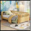 Lit plateforme simple en bois pour enfants, lit simple en bois à profil bas avec rails pour filles et garçons, naturel