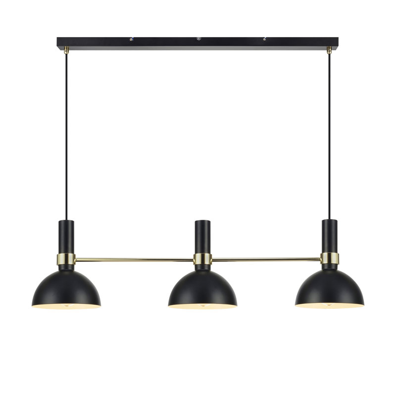 Keanu 3 - Light Kitchen Island Pendant, Black/Brushed Brass