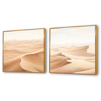 «Desert Sands Of Slumber Dreams» - Ensemble de 2 collages carrés à formes abstraites