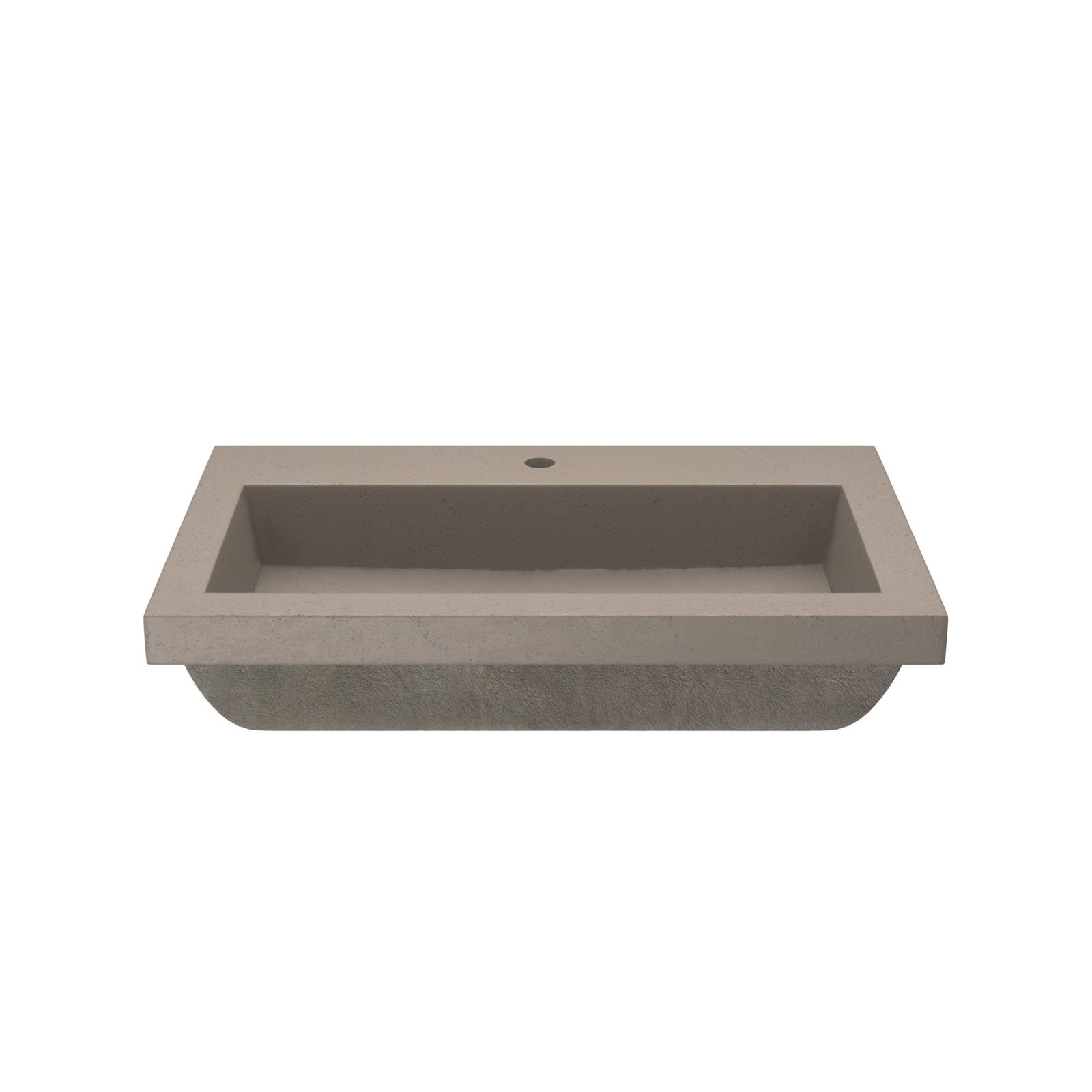 NativeStone Trough Concrete Drop-In Sink, Earth, Single Faucet Hole
