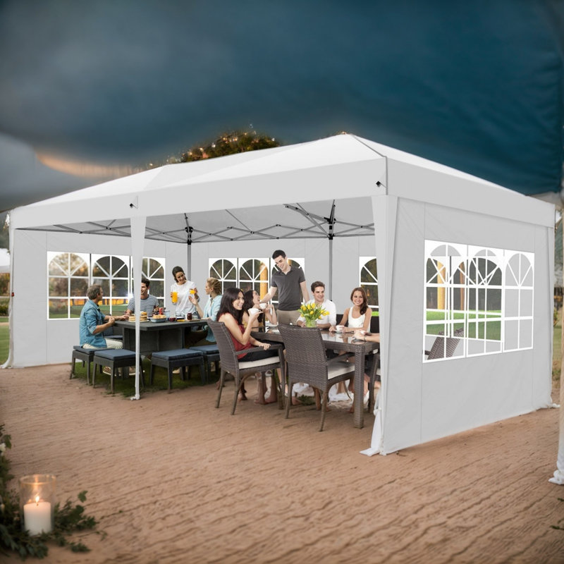 10x20 Pop Up Canopy with Sidewalls,Easy Up Canopy Tent with Carry Bag, White