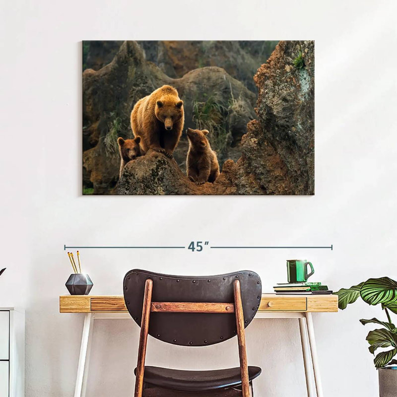 Ours bruns et petits, H 26 po x l 39 po