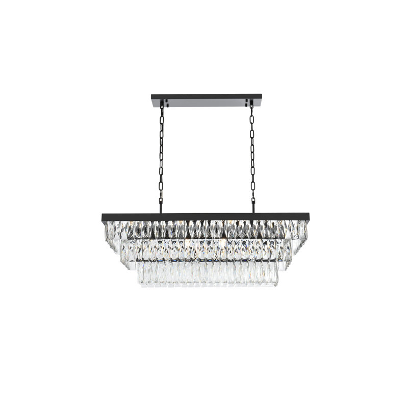 Lustre rectangulaire 36 pouces Iva, Noir, noir, noir, noir