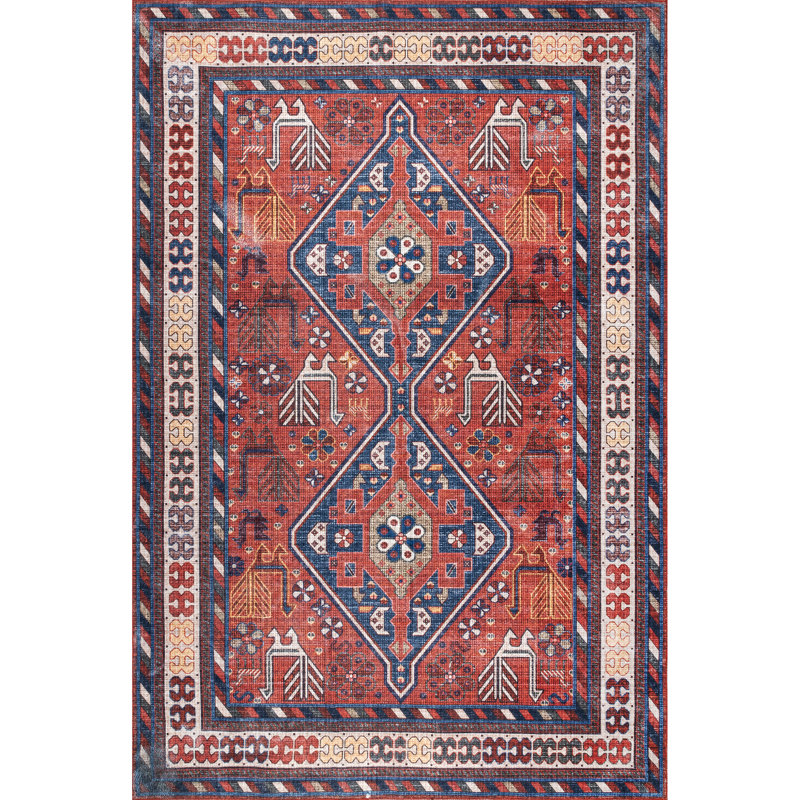 Tapis tribal traditionnel lavable à la machine Stella SpinClean, Rectangle de 5 pi x 8 pi