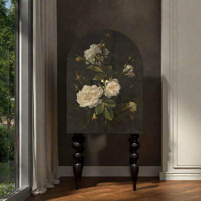Floral-patterned high-legged wooden wardrobe