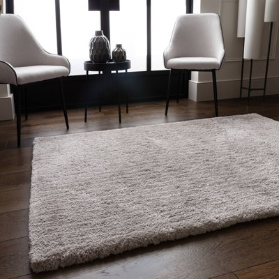 Tachiana Hand Tufted Shaggy Silver Area Rug