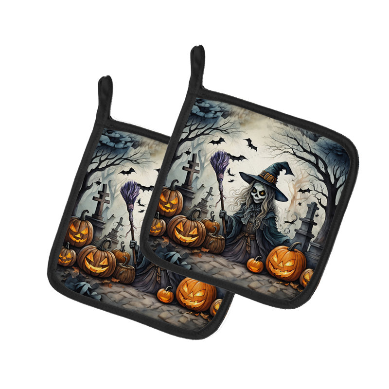 Witch Spooky Halloween Pair of Pot Holders