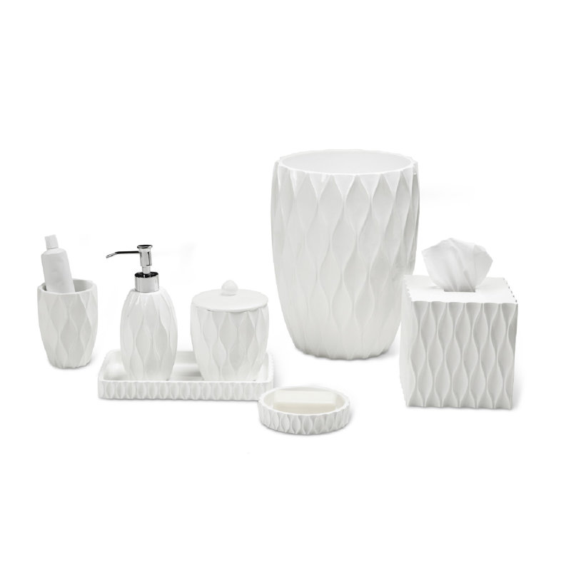 Wave 7 pc bathroom accessory set