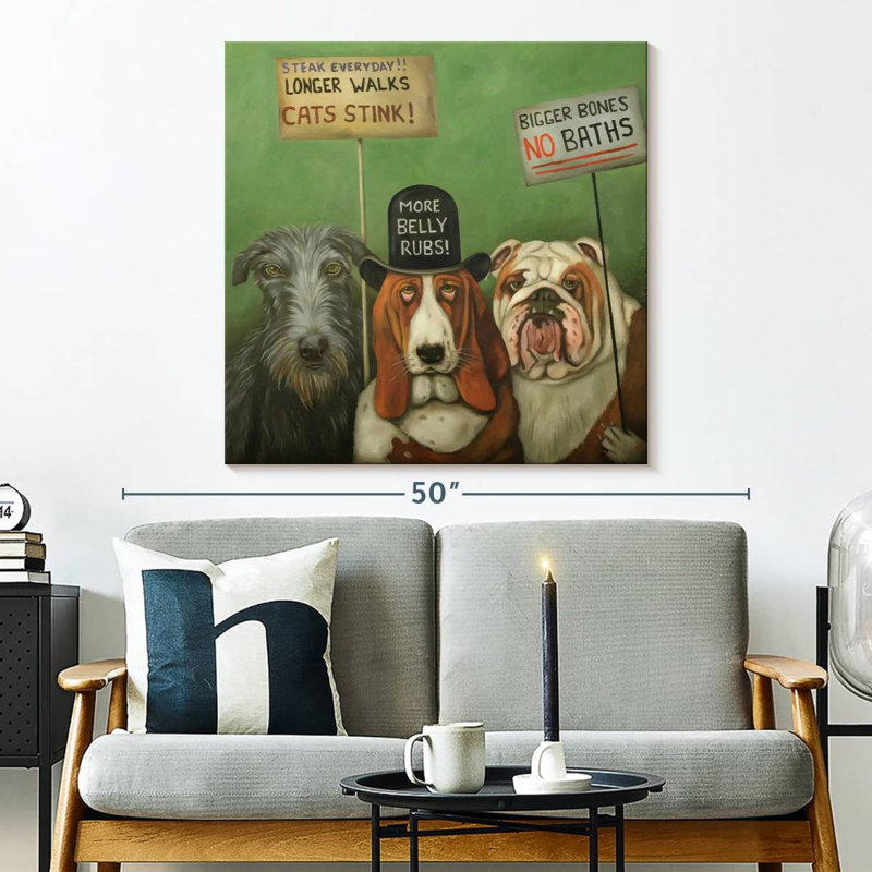 Ketti Dogs On Strike, 33" H x 33" W
