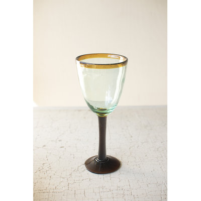 RECYCLED WINE GLASS WITH AMBER RIM
