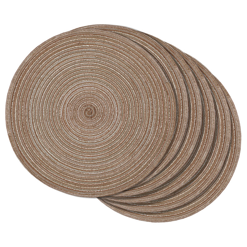 Napperon rond en mélange de polyester Luziano, Brun