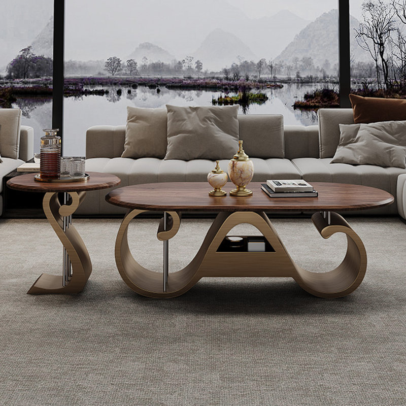 High-end simple solid wood creative coffee table, 20.47" H x 62.99" W x 23.62" D
