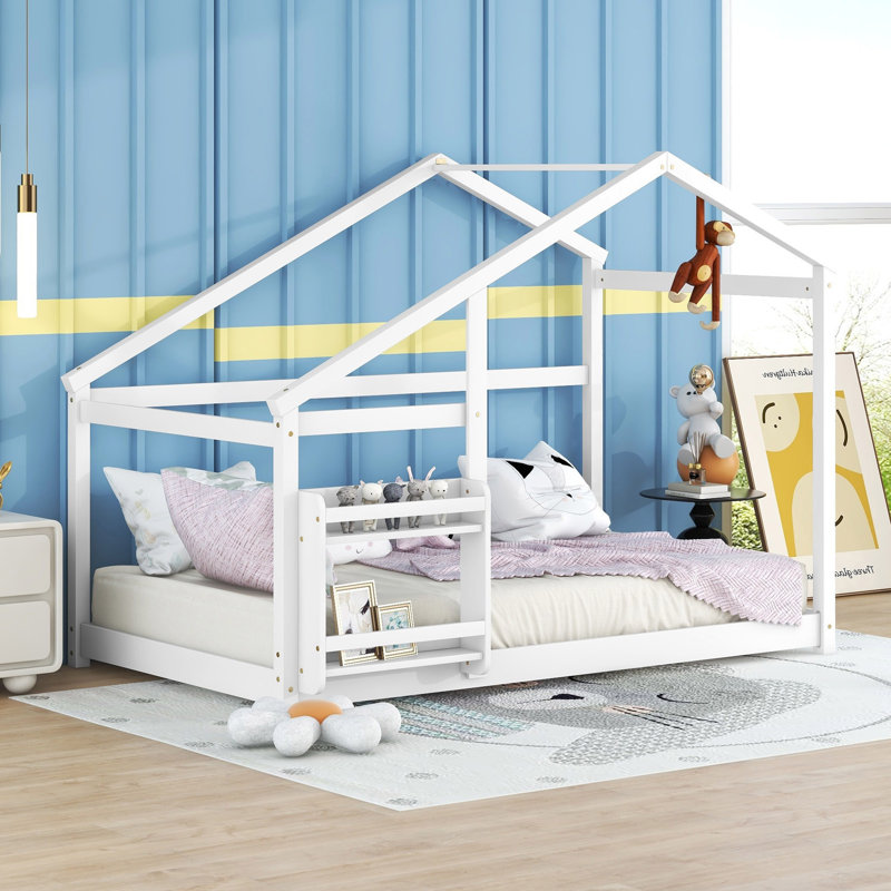 Lit simple en bois, lit simple en bois avec tablette, sans sommier, lit simple
