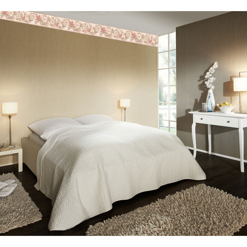 Bordure de papier peint floral L 15 pi x l 6,75 po Kannon, Beige