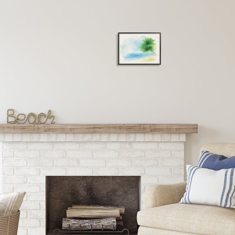 Au-506-Giclée, peinture de palmier simple par Lil 'Rue, Giclée encadrée noir minuit, L 14 po x H 11 po x P 1,5 po