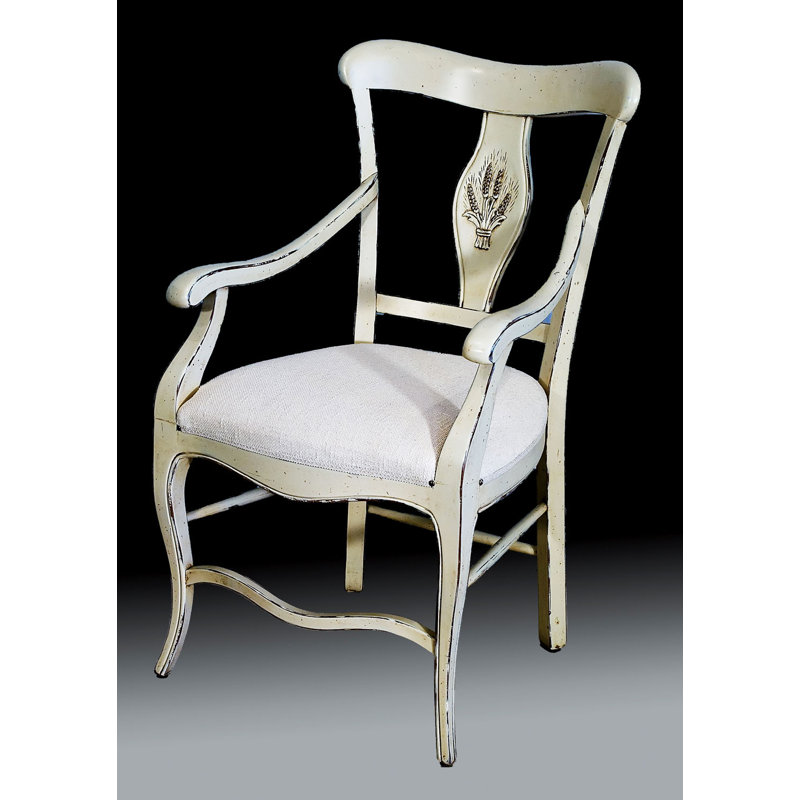 Muslin Upholstered Arm chair, White, White Stained