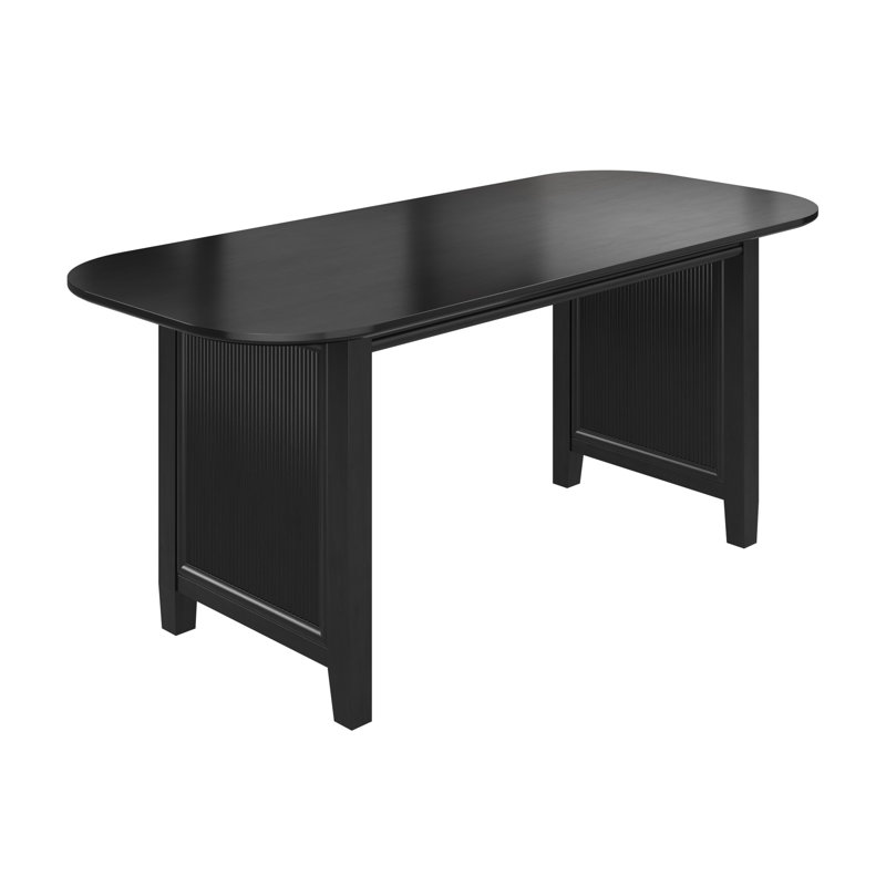 71” Rectangular Dining Table, Seats 4–6, Fluted Base, Modern Wood, Onyx Birch, Onyx