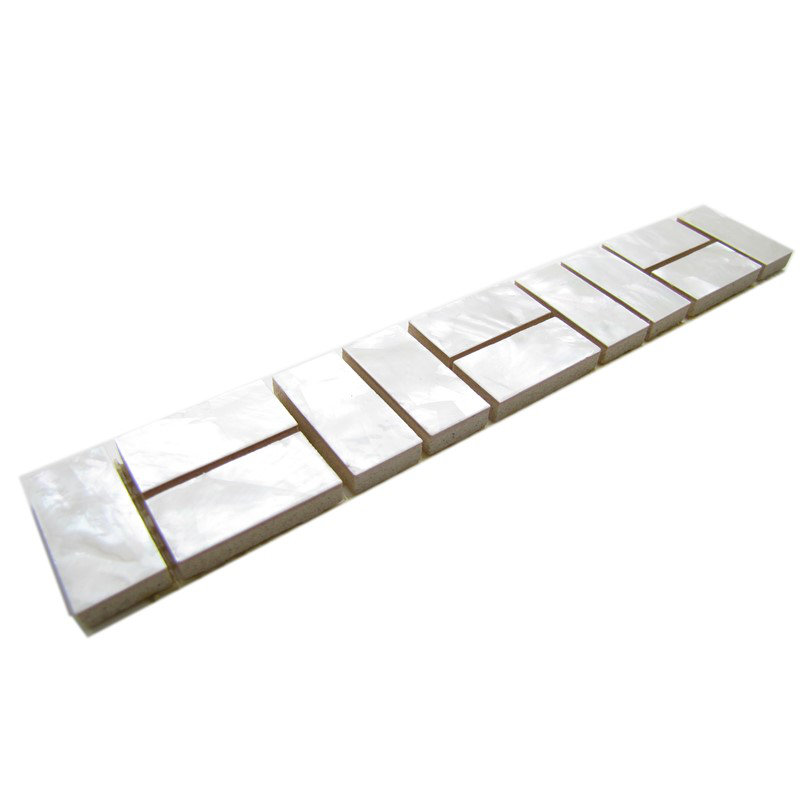 1" x 8" Authentic SeaShell Tile Decorative Mosaic in White Pearl Natural