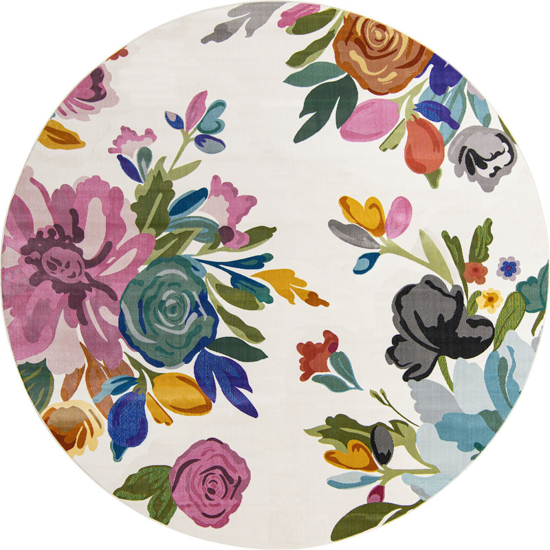 Floral Indoor Rug, Round 10'